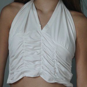 White scrunched Halter top